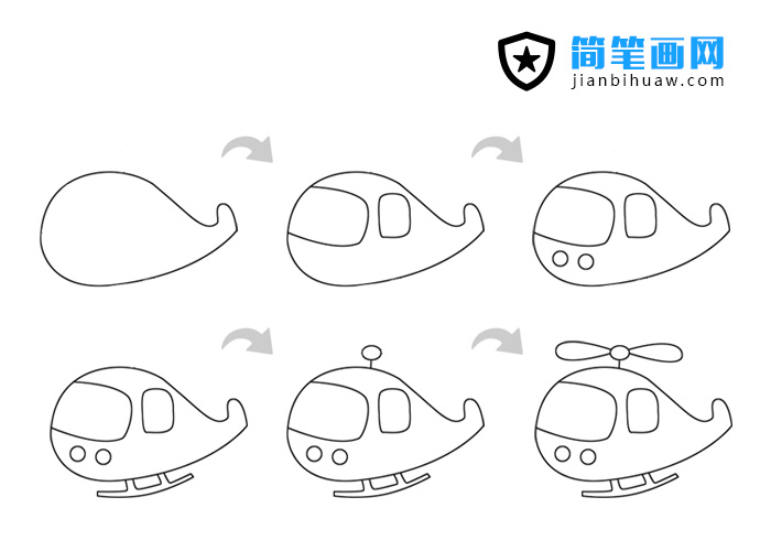 直升飛機(jī)簡(jiǎn)筆畫步驟和上色