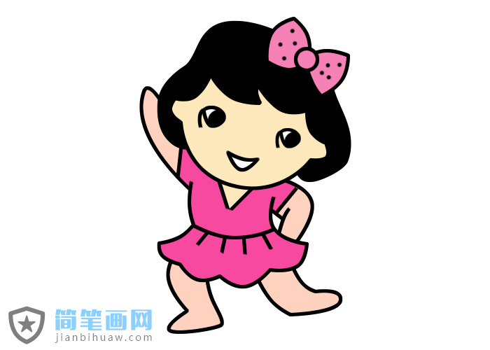 在跳舞的小女孩簡筆畫步驟畫法圖片