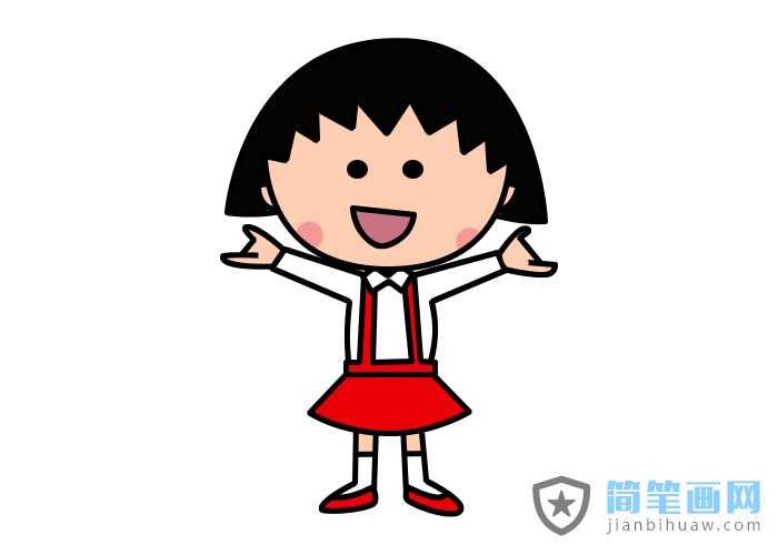 櫻桃小丸子簡筆畫及上色圖片