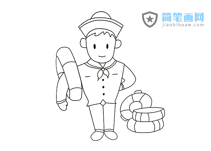 海員扛著救生圈的簡(jiǎn)筆畫(huà)圖片