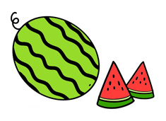 西瓜簡筆畫圖片含上色