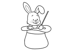 藏在帽子里的小白兔簡筆畫圖片