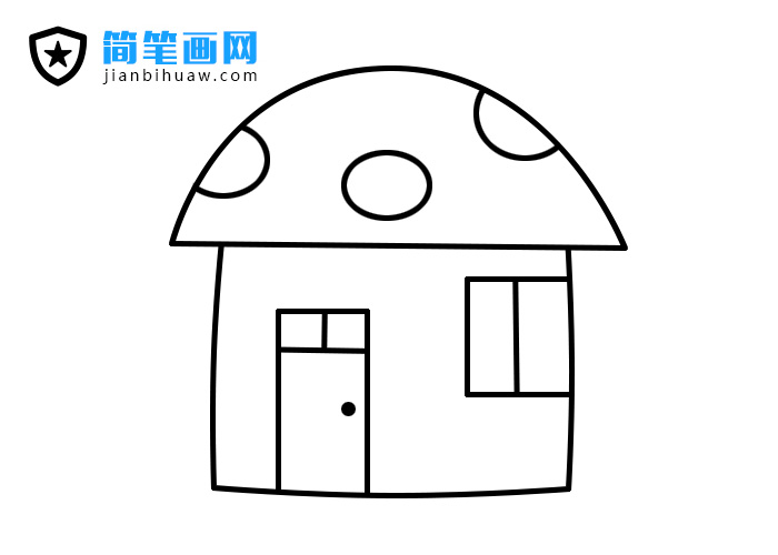 蘑菇開關的小房子簡筆畫圖片