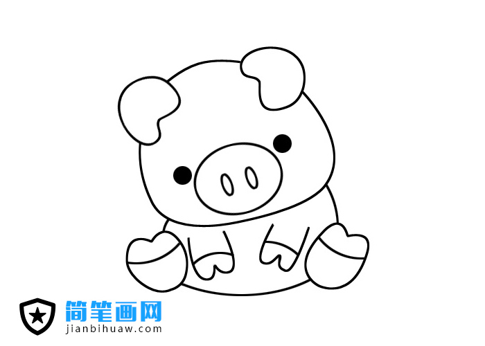一只可愛的小豬簡筆畫圖片