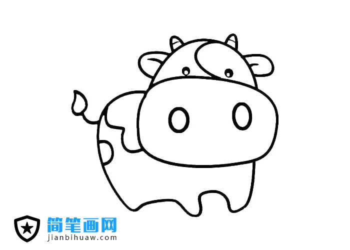 可愛的小奶牛簡筆畫圖片