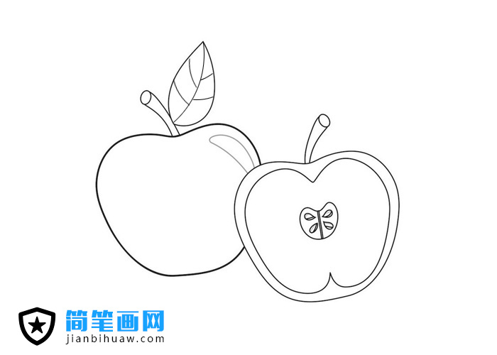 切開(kāi)的小蘋(píng)果簡(jiǎn)筆畫(huà)圖片