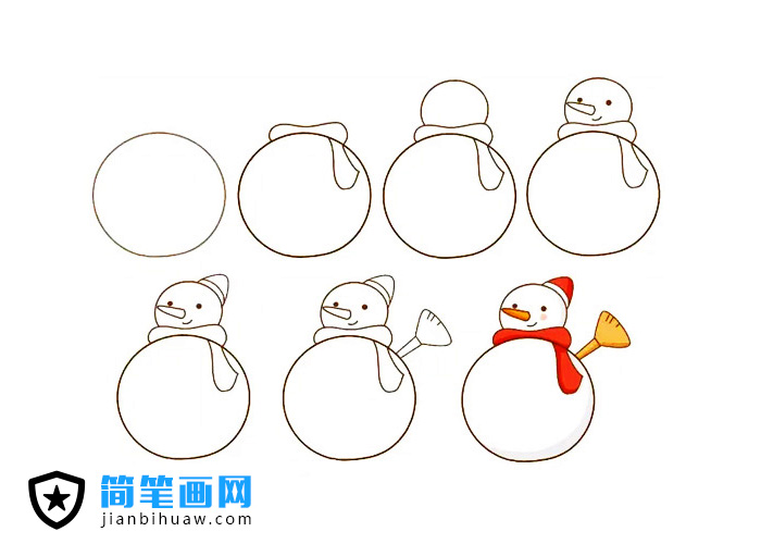 一步一步教你畫雪人簡筆畫