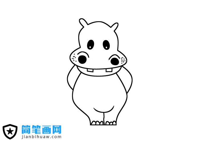 可愛的小河馬簡筆畫圖片