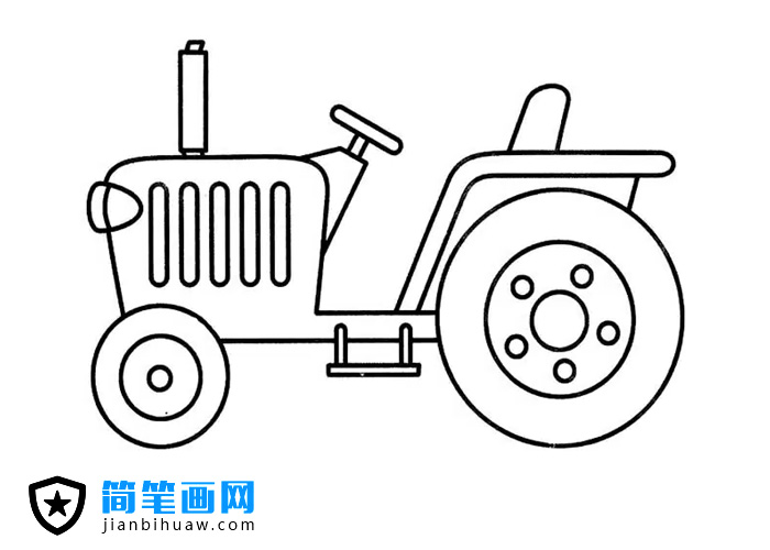 農民伯伯的拖拉機簡筆畫圖片