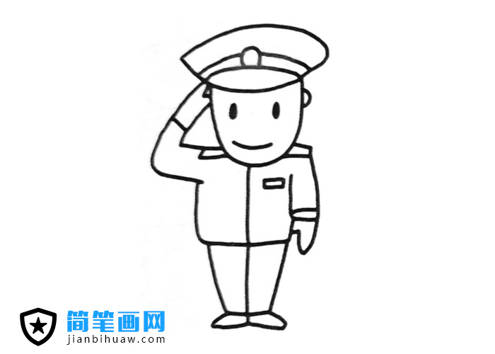 警察敬禮的簡(jiǎn)筆畫(huà)圖片
