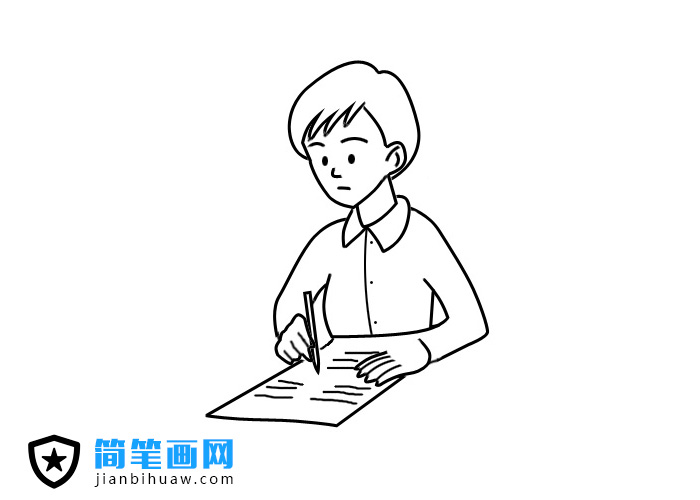 老師批改試卷的簡筆畫圖片