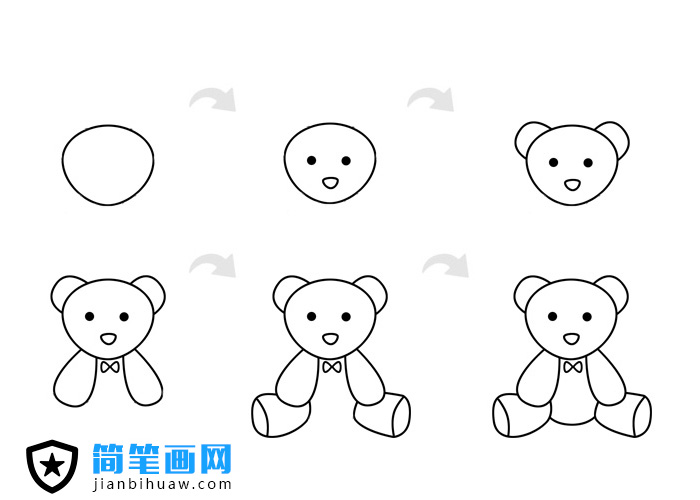 可愛(ài)玩具熊簡(jiǎn)筆畫圖片及步驟教程