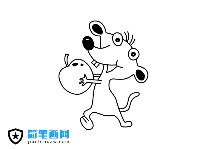 偷吃蘋果的小老鼠簡筆畫圖片