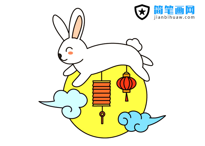 中秋節玉兔簡筆畫圖片