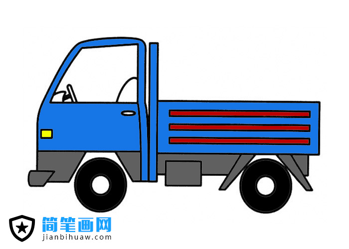 小型貨車簡筆畫圖片含上色