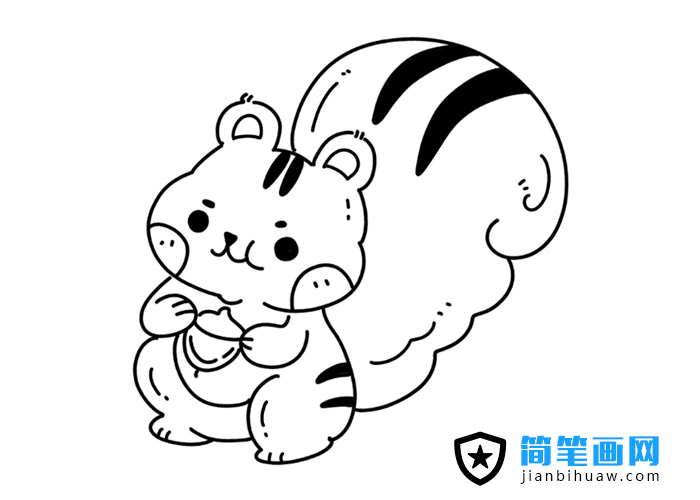 抱著松果的松鼠簡(jiǎn)筆畫(huà)圖片