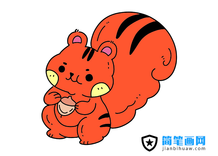 抱著松果的松鼠簡(jiǎn)筆畫(huà)圖片