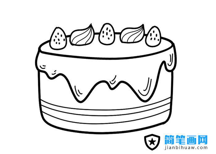 蛋糕簡筆畫圖片含上色