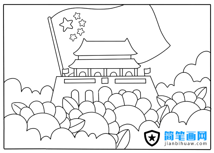 國慶節天安門城樓簡筆畫圖片含上色