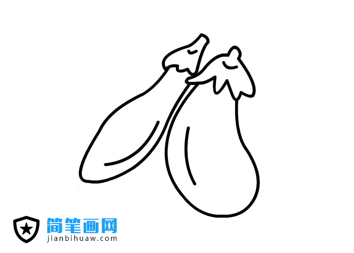兩只茄子簡筆畫圖片