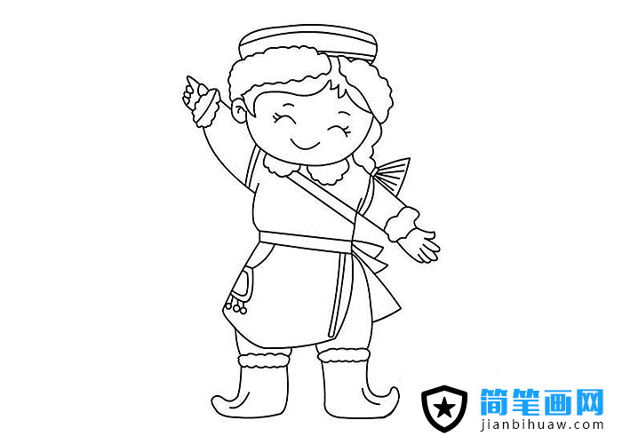 少數(shù)民族鄂倫春族女孩簡(jiǎn)筆畫(huà)圖片
