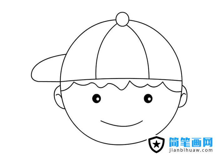 戴鴨舌帽的小男孩頭像簡筆畫圖片