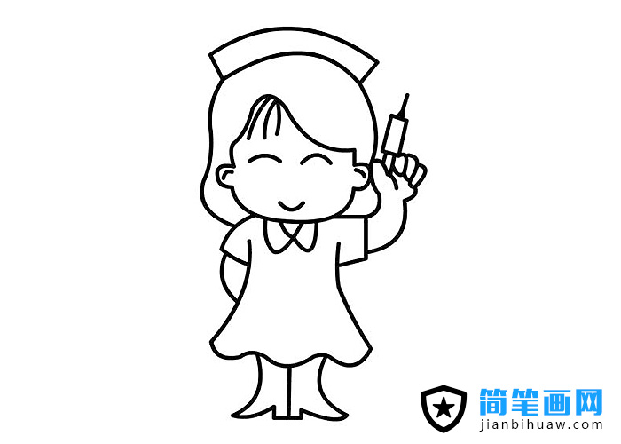 打針的小護士簡筆畫圖片