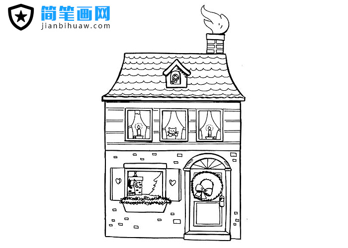 卡通樓房簡筆圖畫片