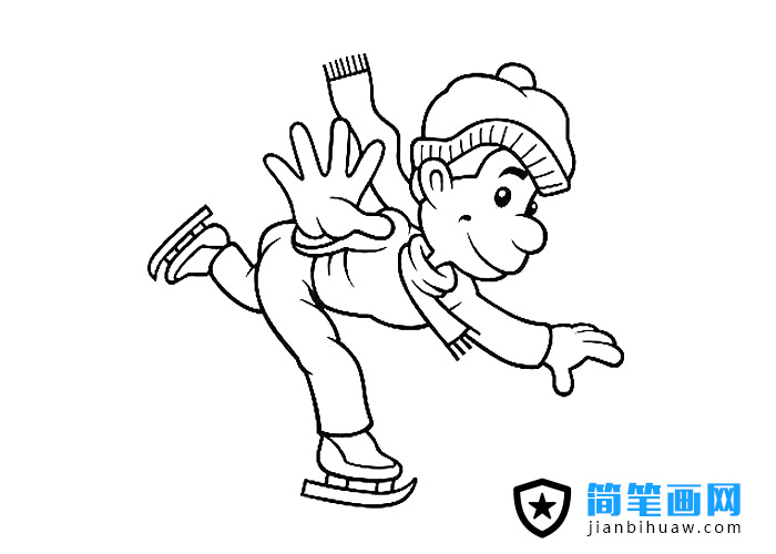 滑冰的簡筆畫圖片