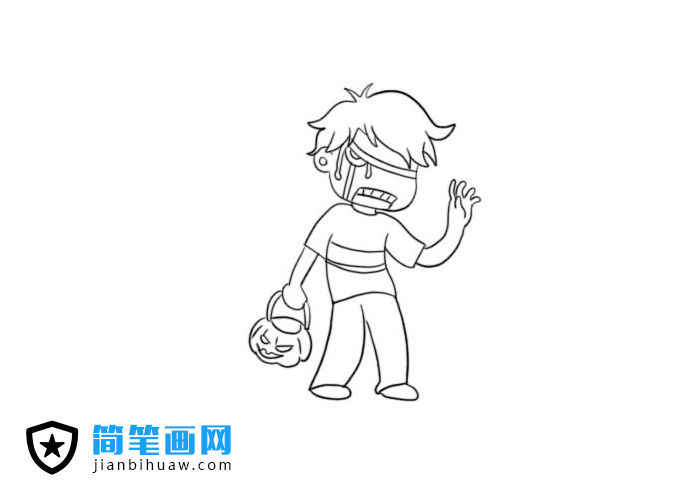 萬圣節(jié)僵尸兒童人物簡筆畫圖片