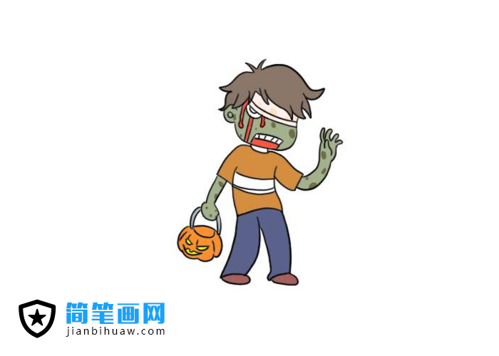萬圣節(jié)僵尸兒童人物簡筆畫圖片