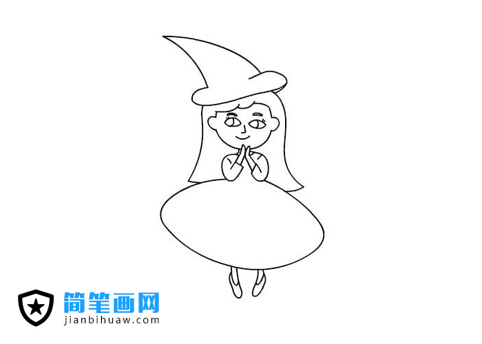 萬圣節(jié)女巫裝扮簡筆畫圖片