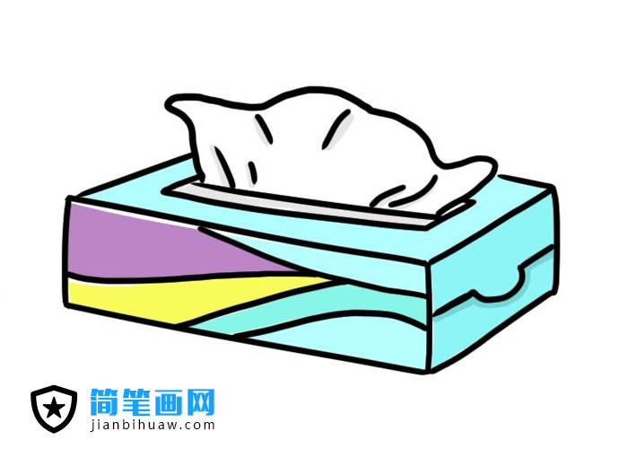 抽紙盒子簡(jiǎn)筆畫(huà)圖片含上色
