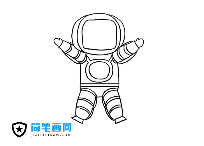 簡單好畫的太空人簡筆畫圖片含上色