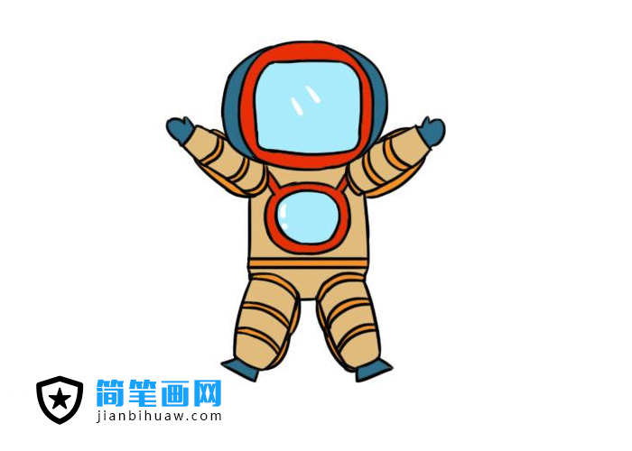 簡單好畫的太空人簡筆畫圖片含上色