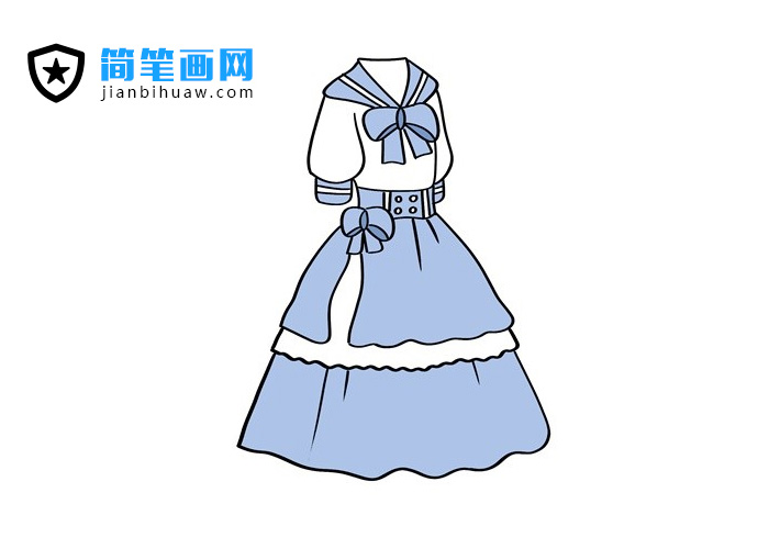漂亮的藍色裙子簡筆畫圖片