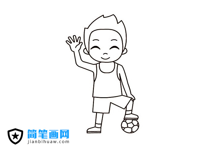 踢足球的男孩簡筆畫圖片
