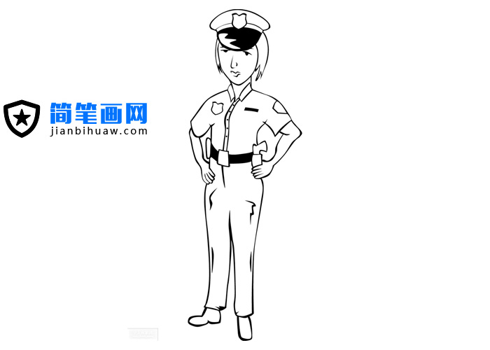 外國(guó)女警察簡(jiǎn)筆畫(huà)圖片