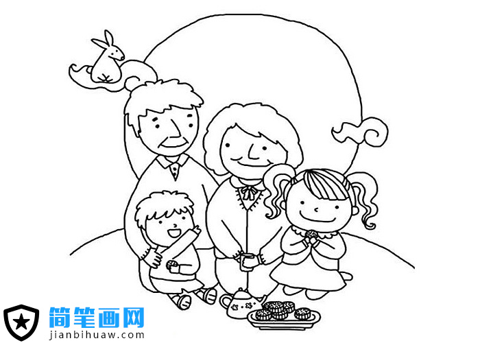 中秋節(jié)一家團圓的簡筆畫圖片