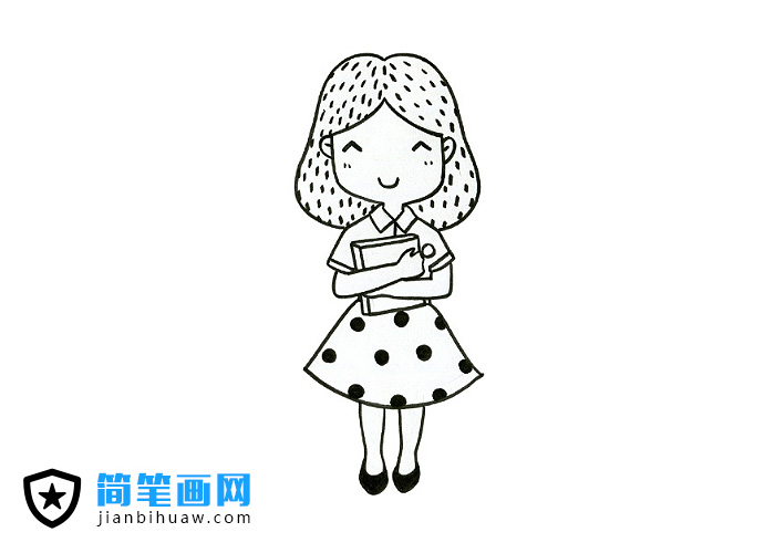 身穿花裙子的女老師簡筆畫圖片